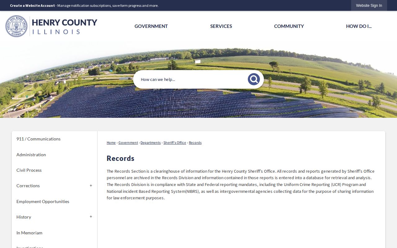 Henry County Records Section for same-day arrest record requests