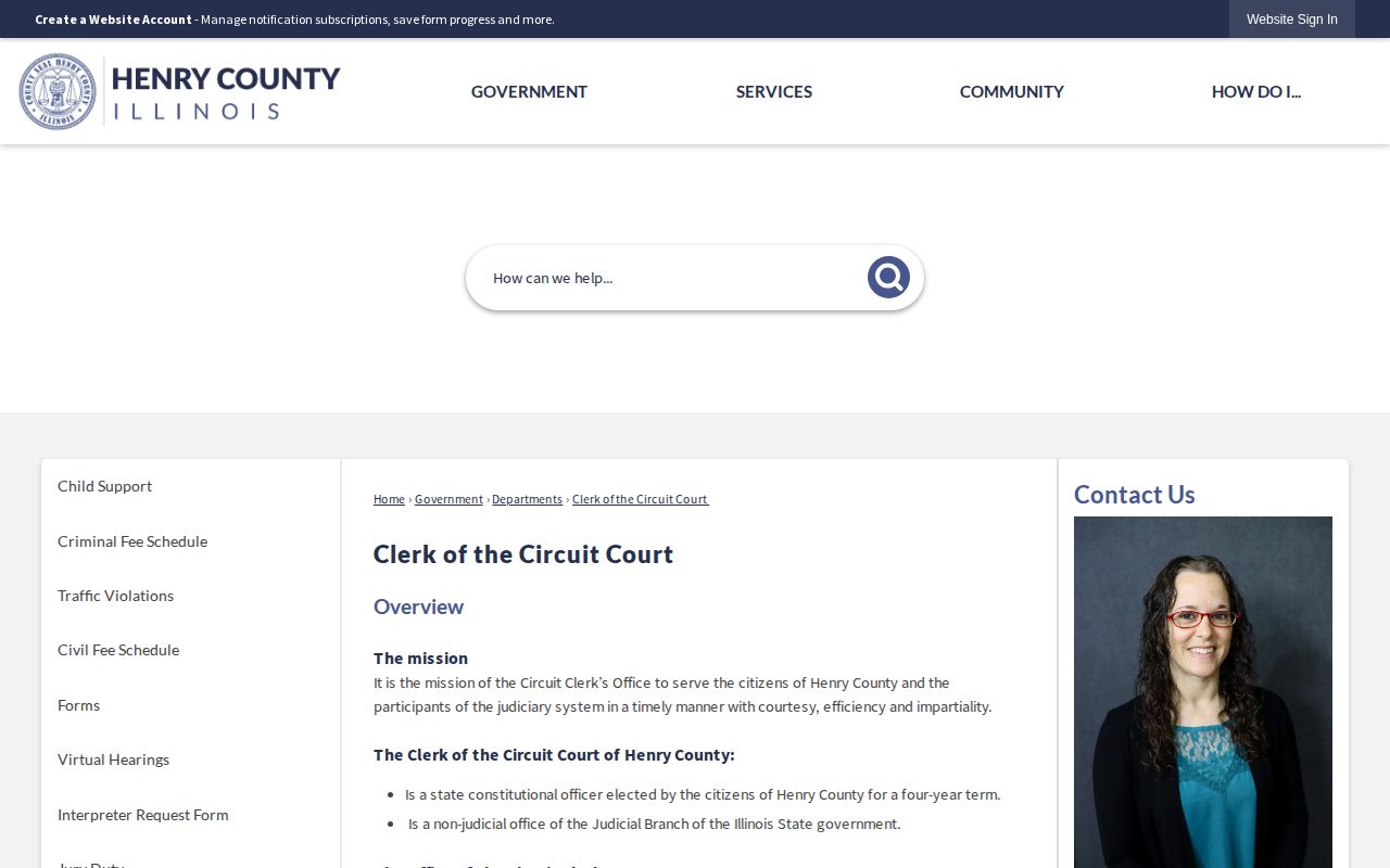 Henry County Circuit Clerk page for police blotter court follow-up