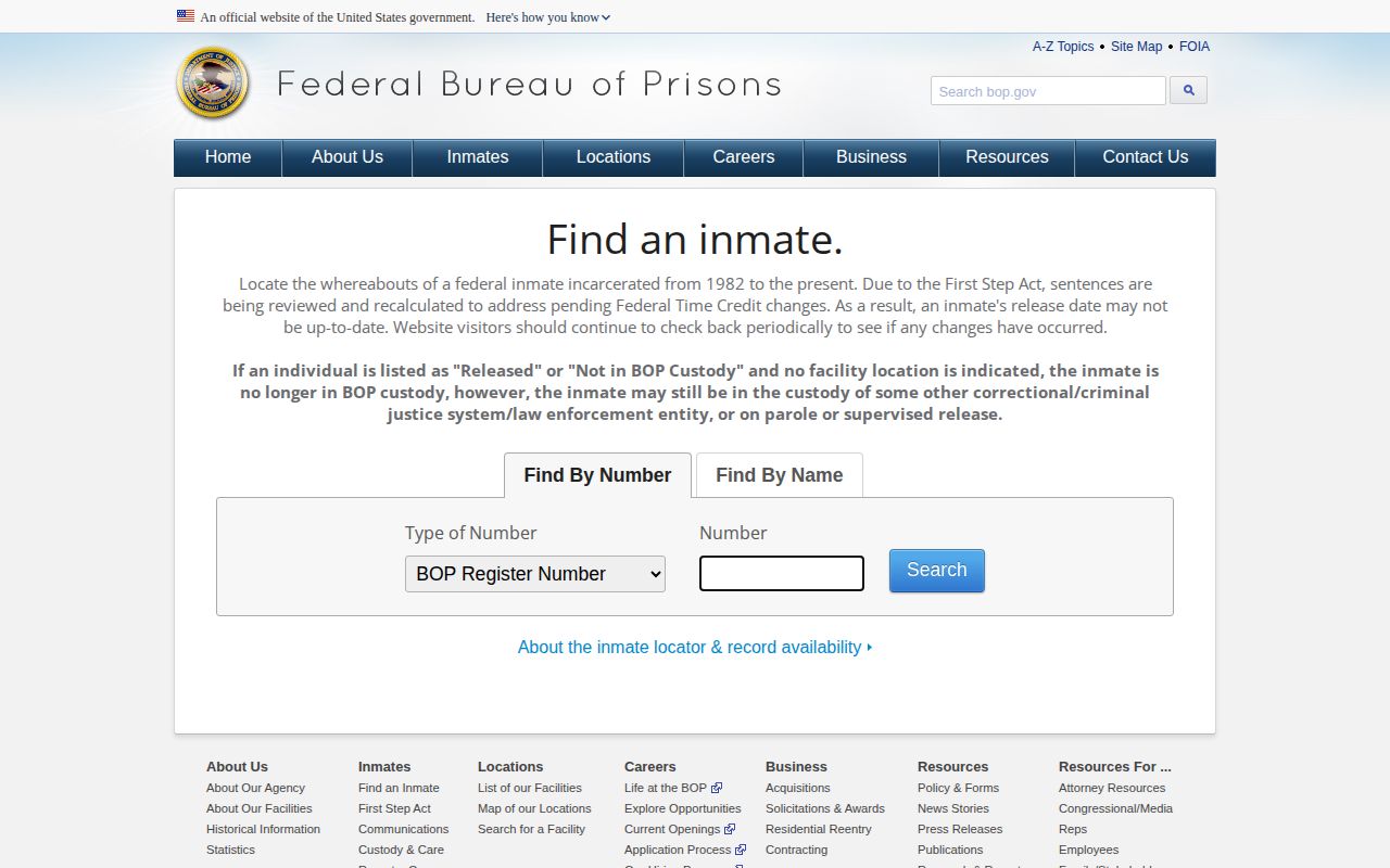 Federal Bureau of Prisons locator separate from Henry County recent arrest records