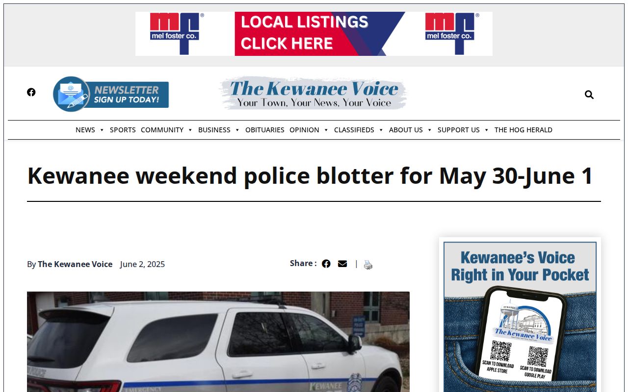Kewanee Voice weekend police blotter for Henry County arrest reporting
