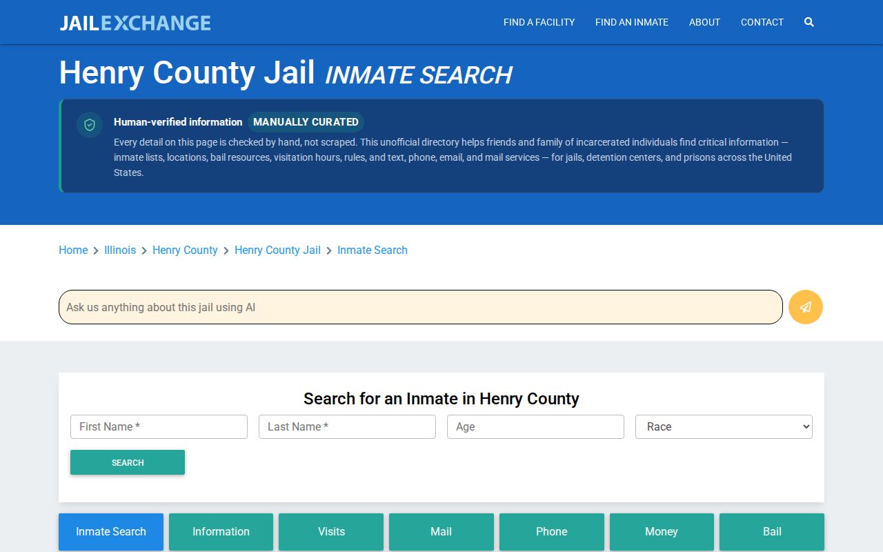 Unofficial Jail Exchange Henry County Jail information page used as a source caution